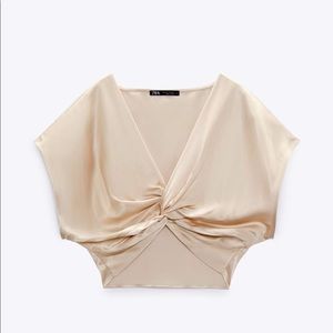 Knotted satin crop top